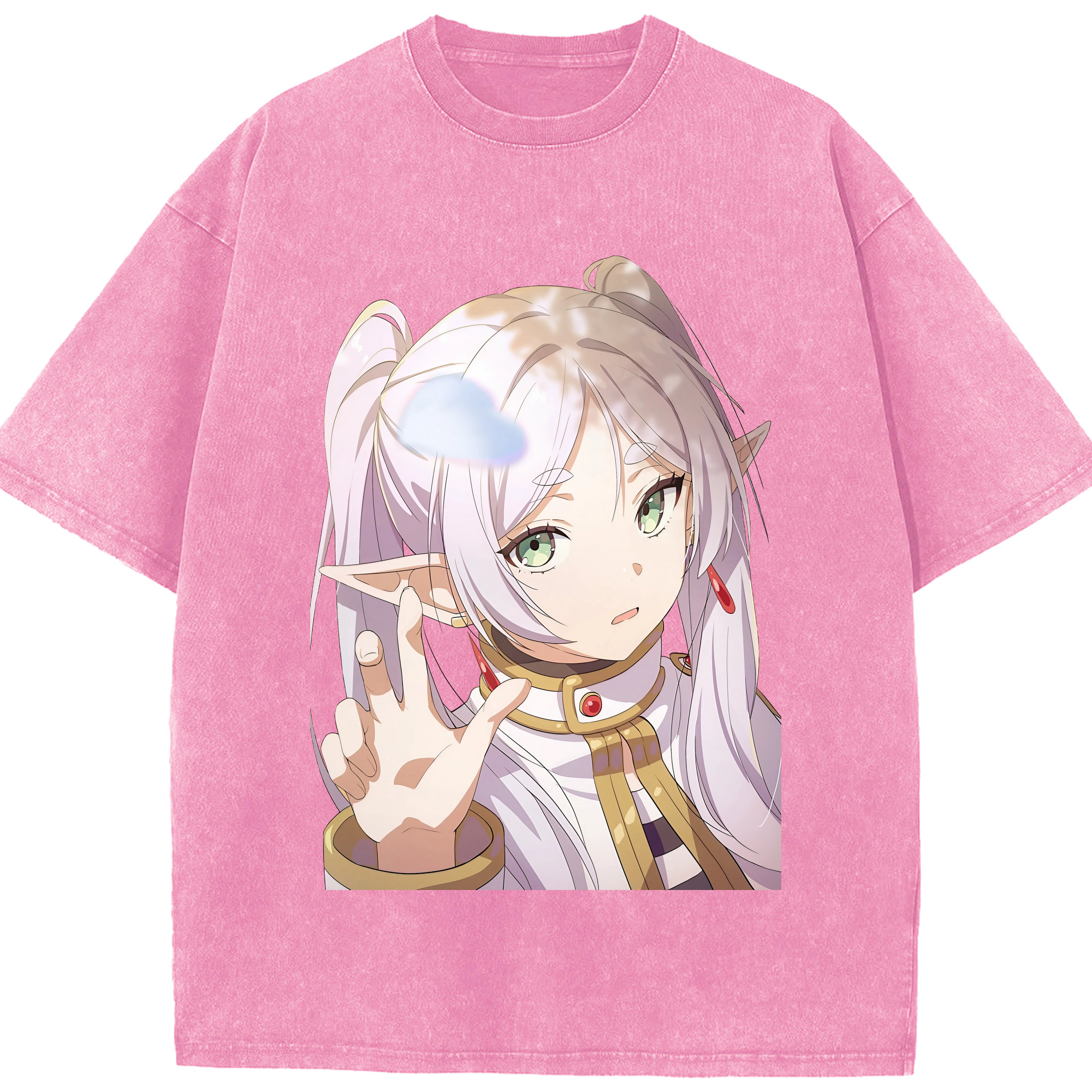 （画像用） 葬送のフリーレン Frieren 綿100% ヴィンテージ風 半袖Tシャツ（フロントプリント）